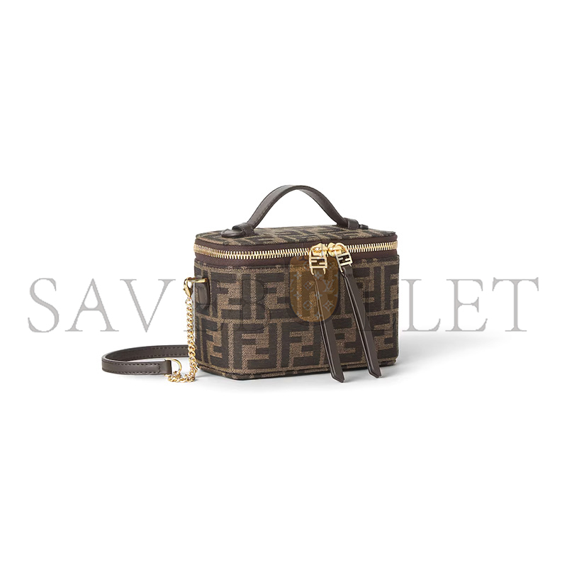 F**di vanity tobacco brown ff jacquard fabric mini-bag 8bs108afpmf1gl7 (16*11*8cm)